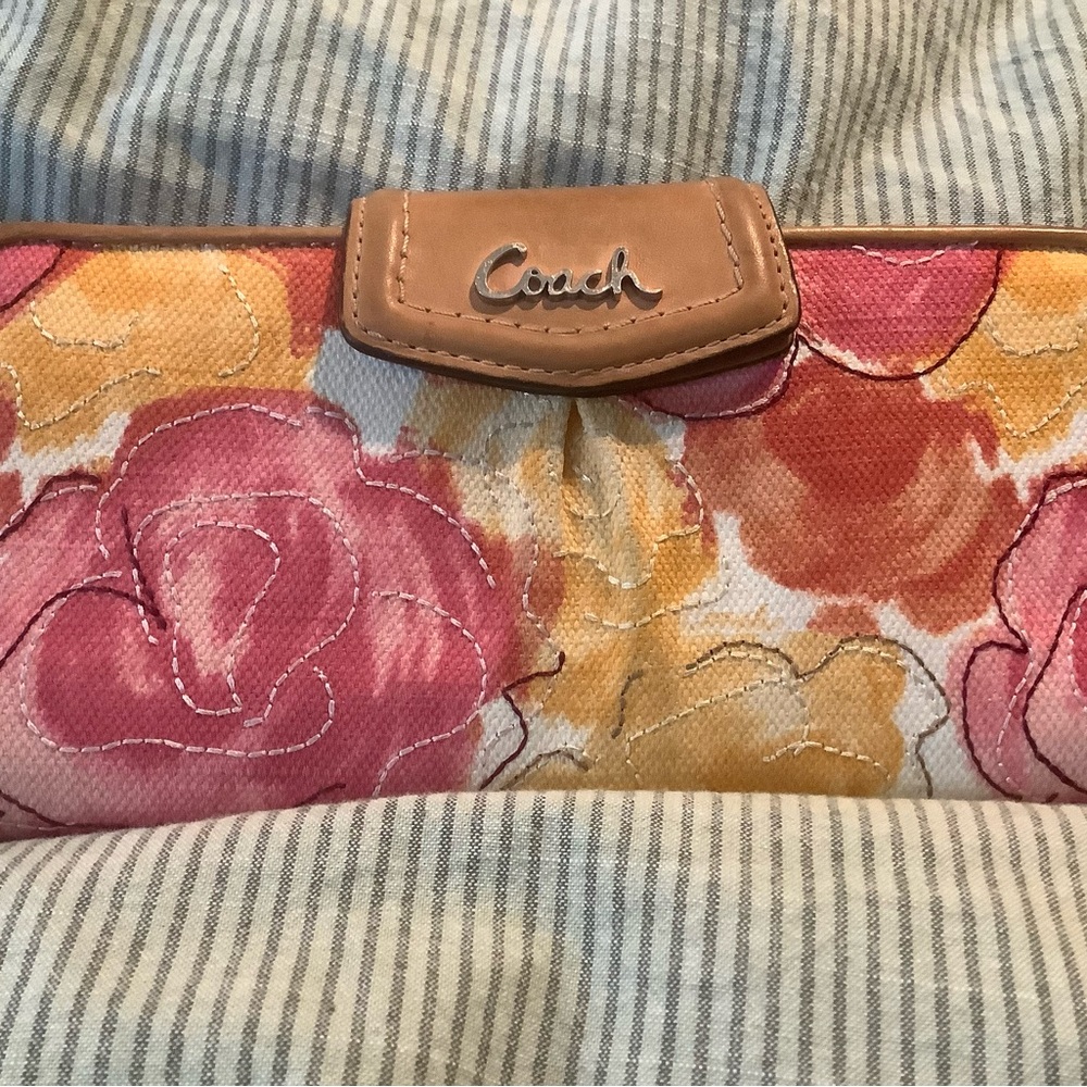 Coach Ashley Floral with Leather Trim Wallet